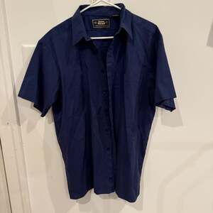 Vintage Jones & Mitchell Navy Blue Short Sleeve Button-Down Shirt